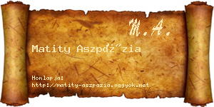 Matity Aszpázia névjegykártya